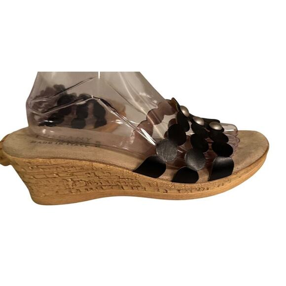 Tuscany Easy Street Black Cork Slip On Platform Wedges Slides Sandals 10M Boho - Picture 3 of 16